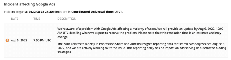 Google addresses Impression Share and Auction Insights reporting issue￼