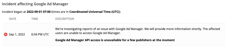 Additional Google issues reported, now affecting API