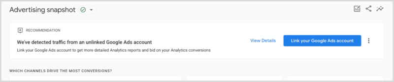 Google now has recommendations for Analytics