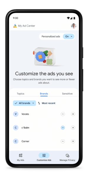 Google My Ad Center updates give users more, expanded controls