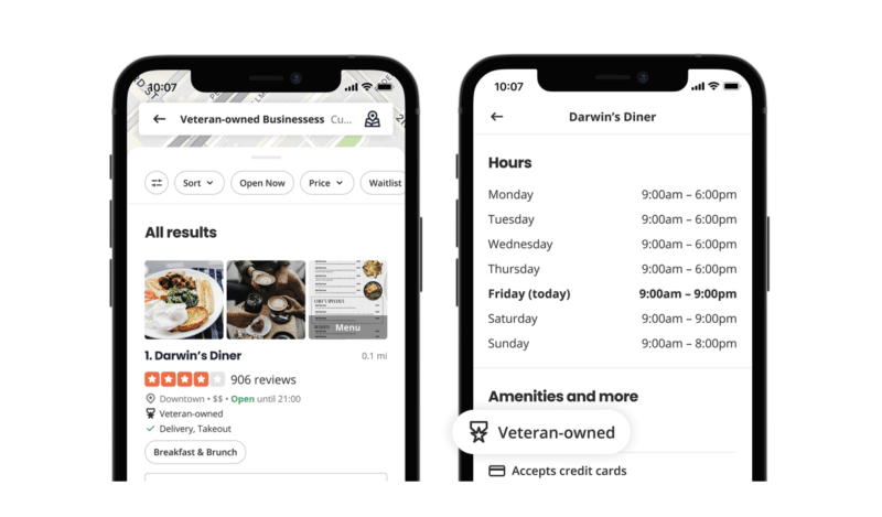 Yelp has created a new attribute, Business Fund, and Resource Hub for veterans