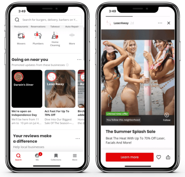 Yelp introduces video and image Spotlight Ads on their homescreen