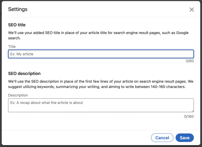 LinkedIn now lets you add an SEO title and description
