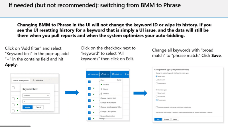 Microsoft Ads broad match modifier keywords now serving ad broad match