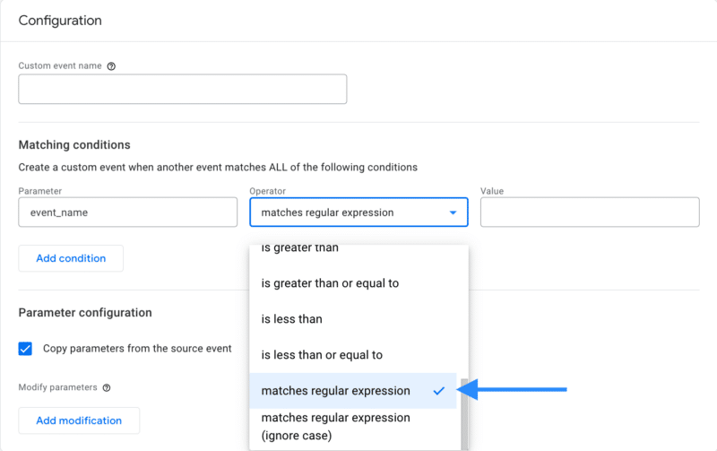 Google Analytics 4 now lets you modify and create events using regular expressions