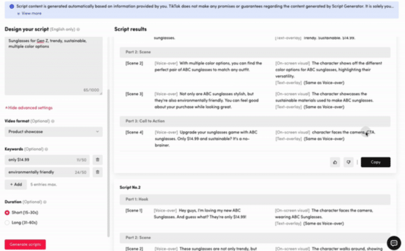 TikTok launches new AI ad script generator