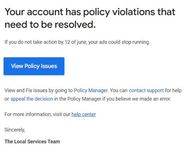 Google Local Service Ads mass policy violations