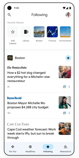 Google News Showcase coming to the US and updates to follow tab on Google News