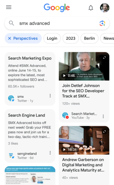 Google launches perspectives filter in mobile search results