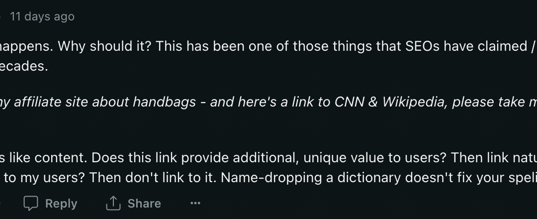 No, outbound links won’t help your content rank better on Google