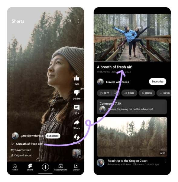 YouTube enables linking between Shorts and long-form videos