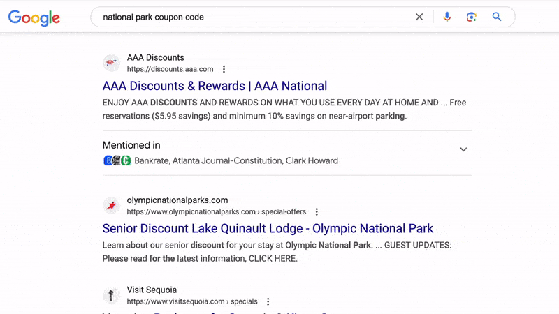 Google Search testing “Mentioned in” search snippet