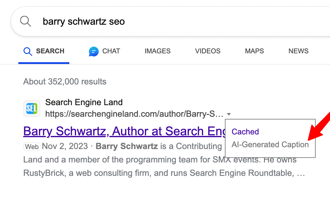 Bing adds AI-generation captions to some search result snippets