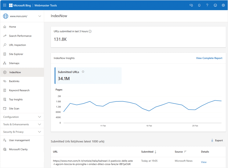 Bing Webmaster Tools gains new IndexNow Insights & top SEO insights report
